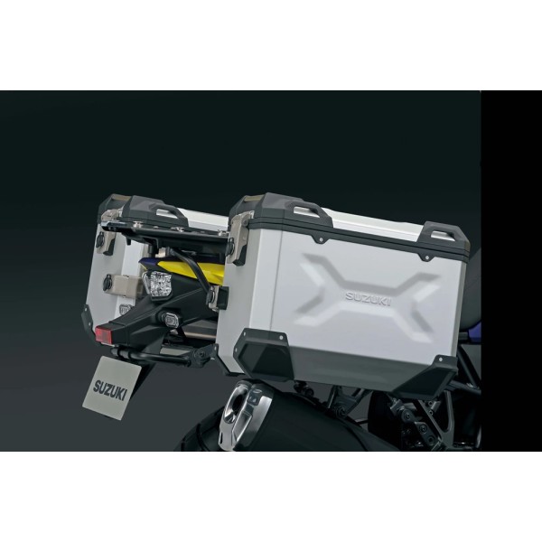 Suzuki Aluminium Side Case Set (Silver) Embossed with SUZUKI logo